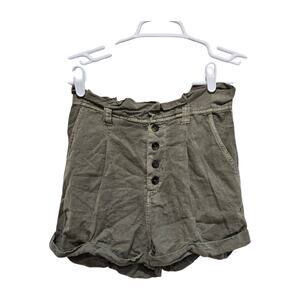 Billabong Olive Paperbag Shorts Size 26 Linen Blend Casual